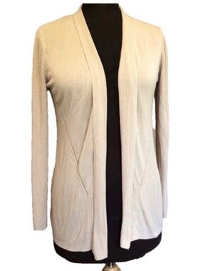 Cyrus Light Beige Open-Front Knit Cardigan